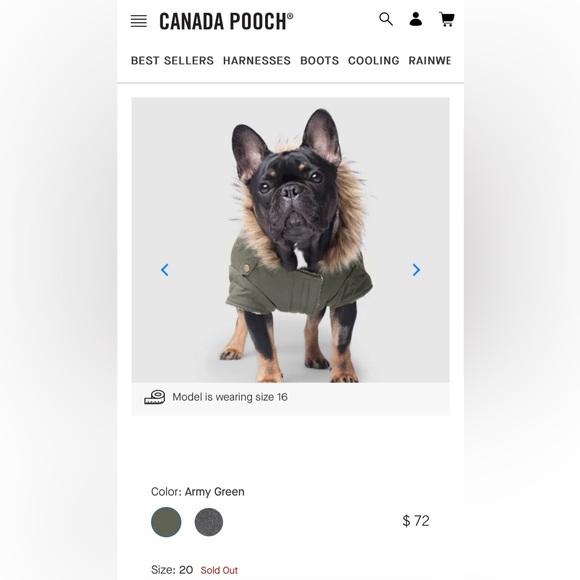 Canada Pooch Alaskan Army Parka Jacket - Size 20" Fits 33-40 LBS Dogs. - Picture 6 of 14